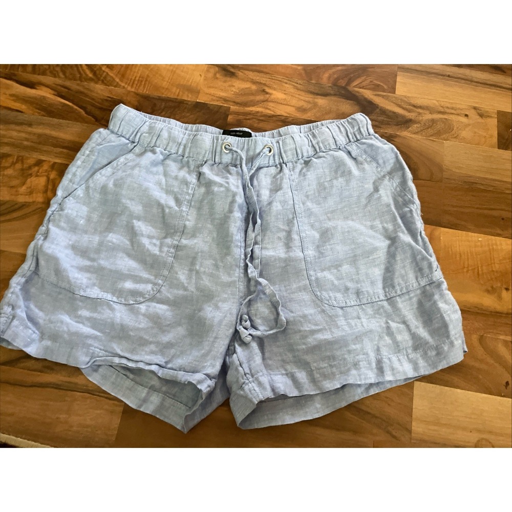 Tahari 100% Hemp Size 1X Light Blue Pull-On Elastic‎ Waist Shorts Blue Summer